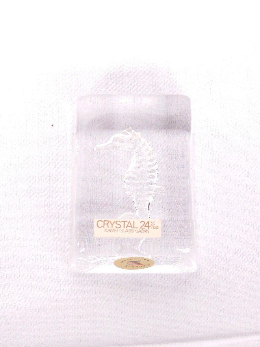 カメイガラス KAMEI CRYSTAL 24%Pbo コシタクリスタル ペーパーウェイト タツノオトシゴ 昭和レトロ 古道具_画像2