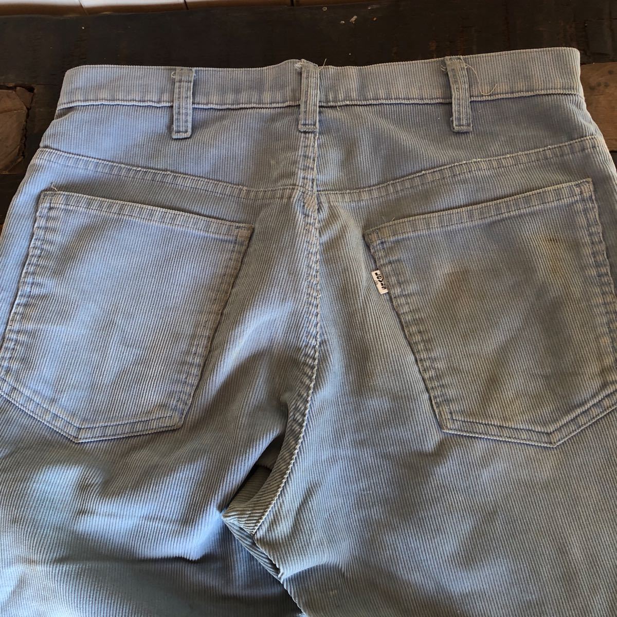 1000円スタート70 s Levi's 513 リーバイス コーデュロイパンツ ブルー　ダロンジッパー42 _画像4