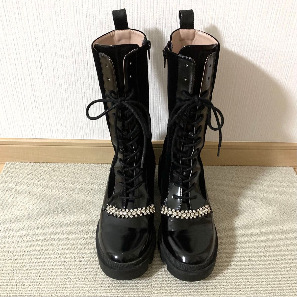 Her lip to ハーリップトゥ レースアップブーツ ビジュー 38 Her lip to ハーリップトゥ レースアップブーツ ビジュー 38