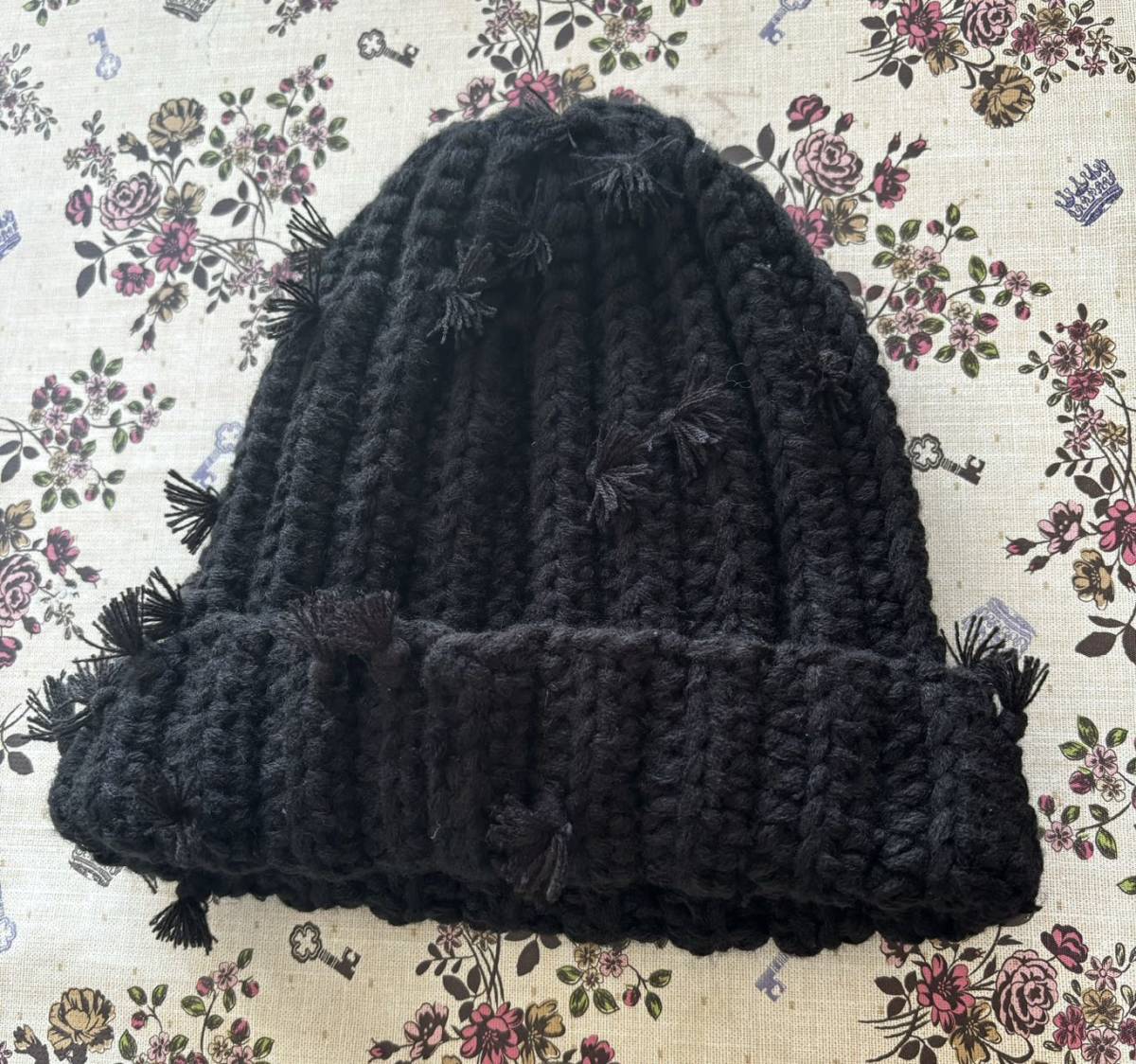 シュプリーム Hand Tied Beanie Black ハンド タイド ビーニー ニット帽 ニットキャップ　黒 　極美品_画像3