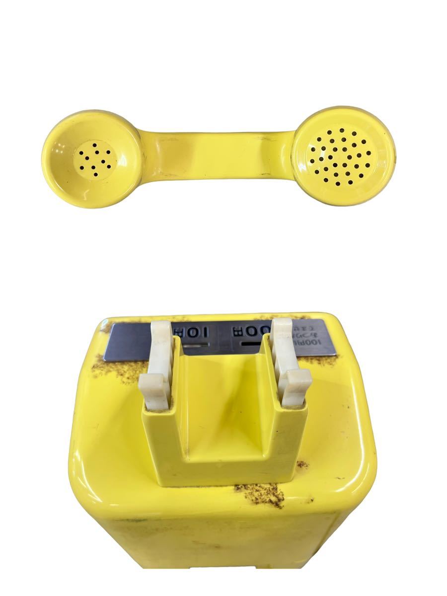 NO.1217 [1980 year made ]mosimosi savings box Showa Retro antique public telephone dial type savings box Tamura electro- machine factory Vintage telephone machine yellow 