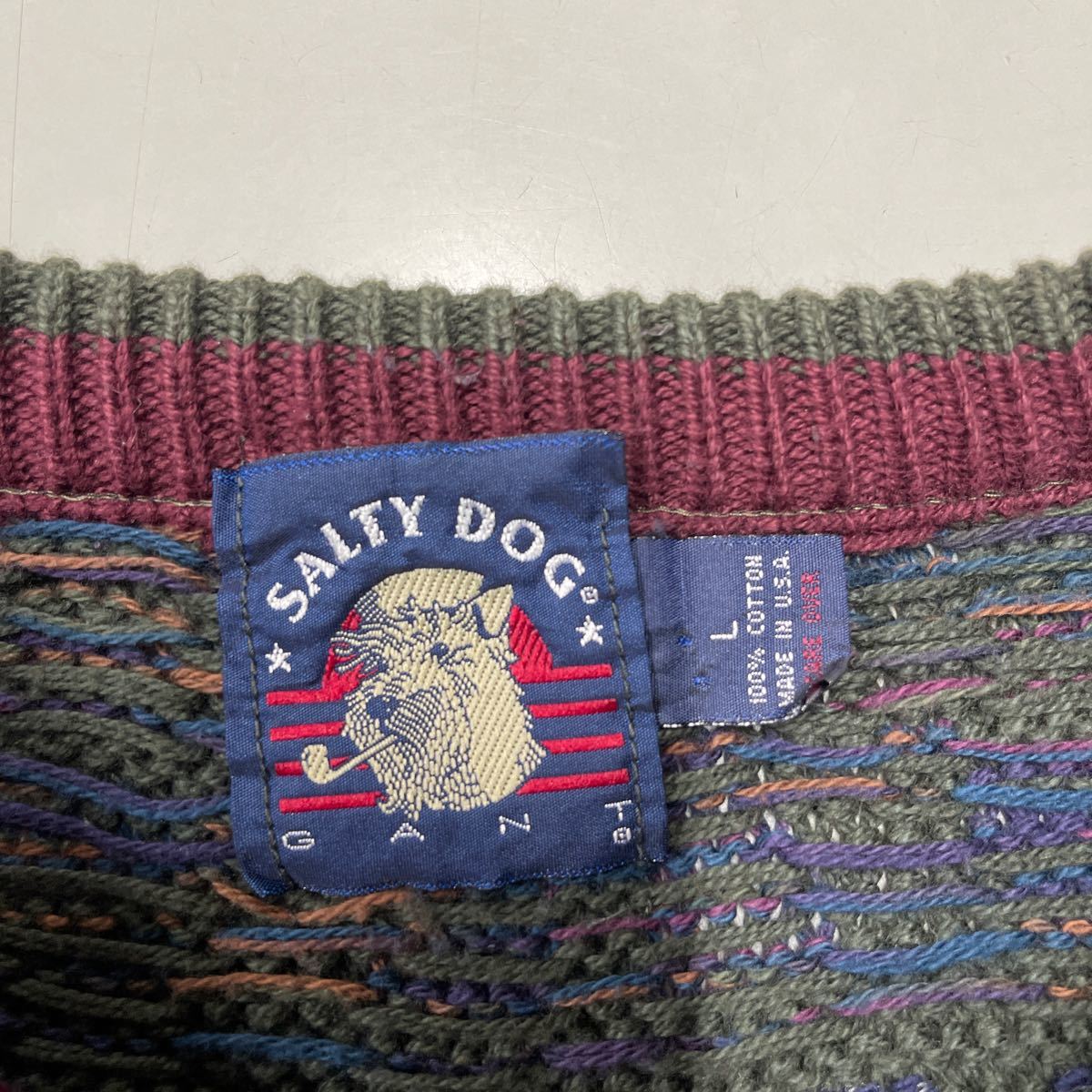 SALTY DOG GANT ソルティードッグ セーター コットン 綿100% アメリカ製 MADE IN USA メンズ 長袖_画像2