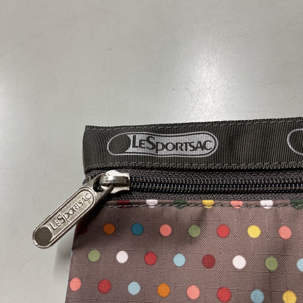 レスポートサック LeSportsac ポーチ ドット柄 ナイロン リップストップ ブラウン 茶色_画像3