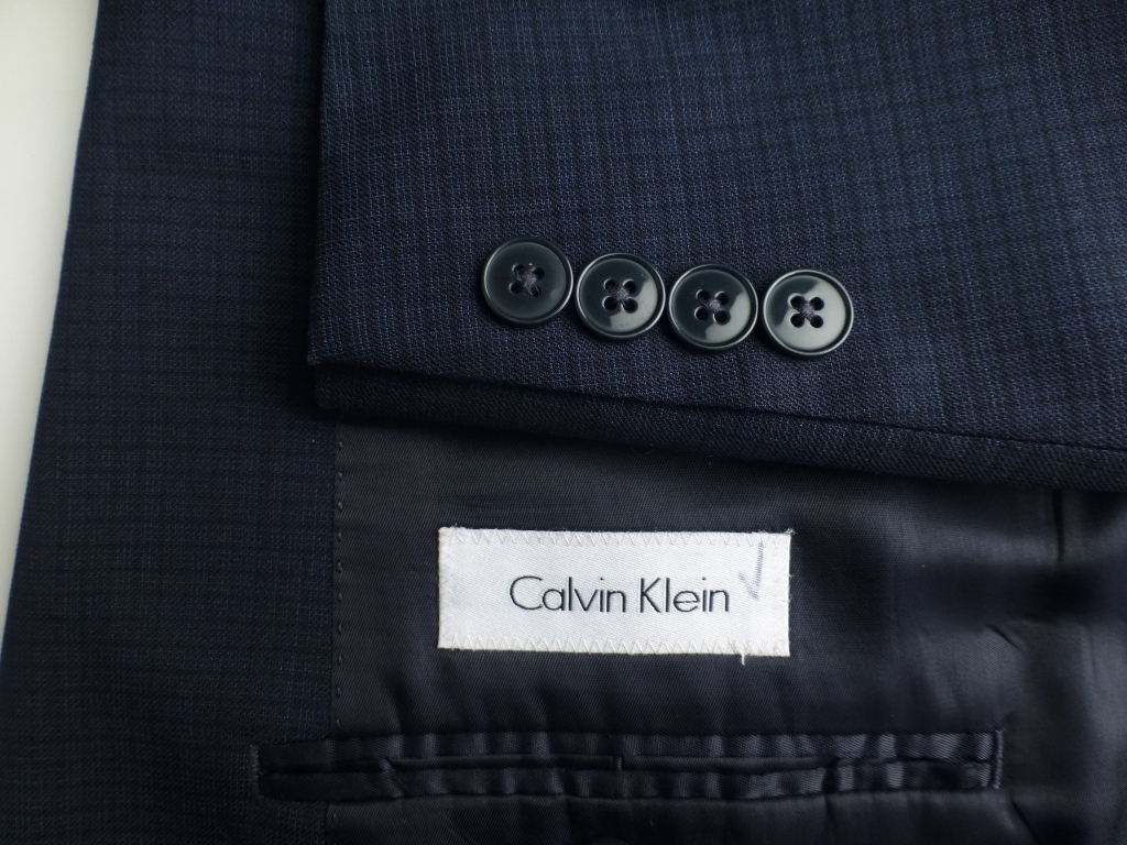 ◆CALVIN KLEIN CK スーツ 紺チェック 42R W93 美品 カルバンクライン_画像3