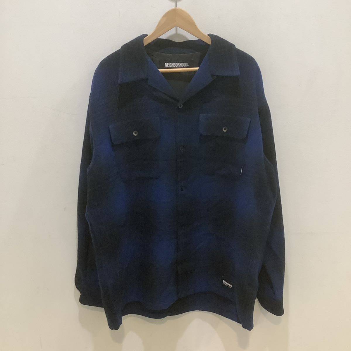 NEIGHBOR HOOD ネイバーフッド 232BENH-SHM03 WOOL HOMBRE CHECK SHIRT LS ウールオープンカラーチェックシャツ チェック ブルー XL 650752