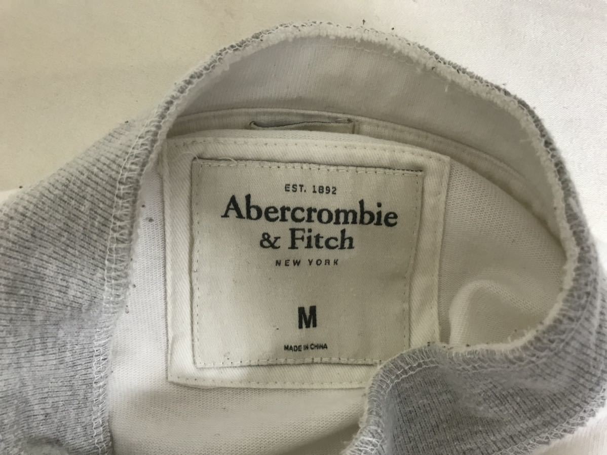 本物アバクロンビー&フィッチAbercrombie&Fitchコットンヘンリーネック長袖TシャツロンTビジネススーツサーフアメカジメンズ白ホワイトM