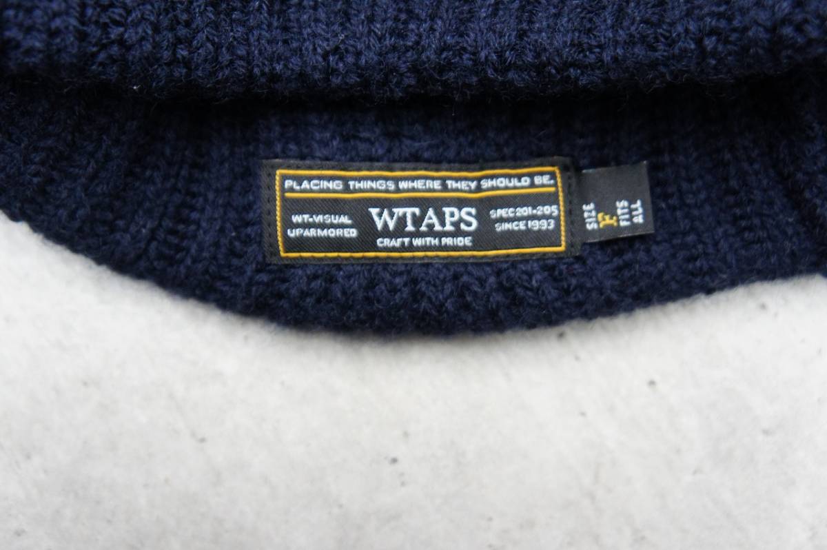 美品 16AW WTAPS ダブル タップス ニット キャップ ビーニー 帽子 162MYDT-HT15 紺 201O_画像5