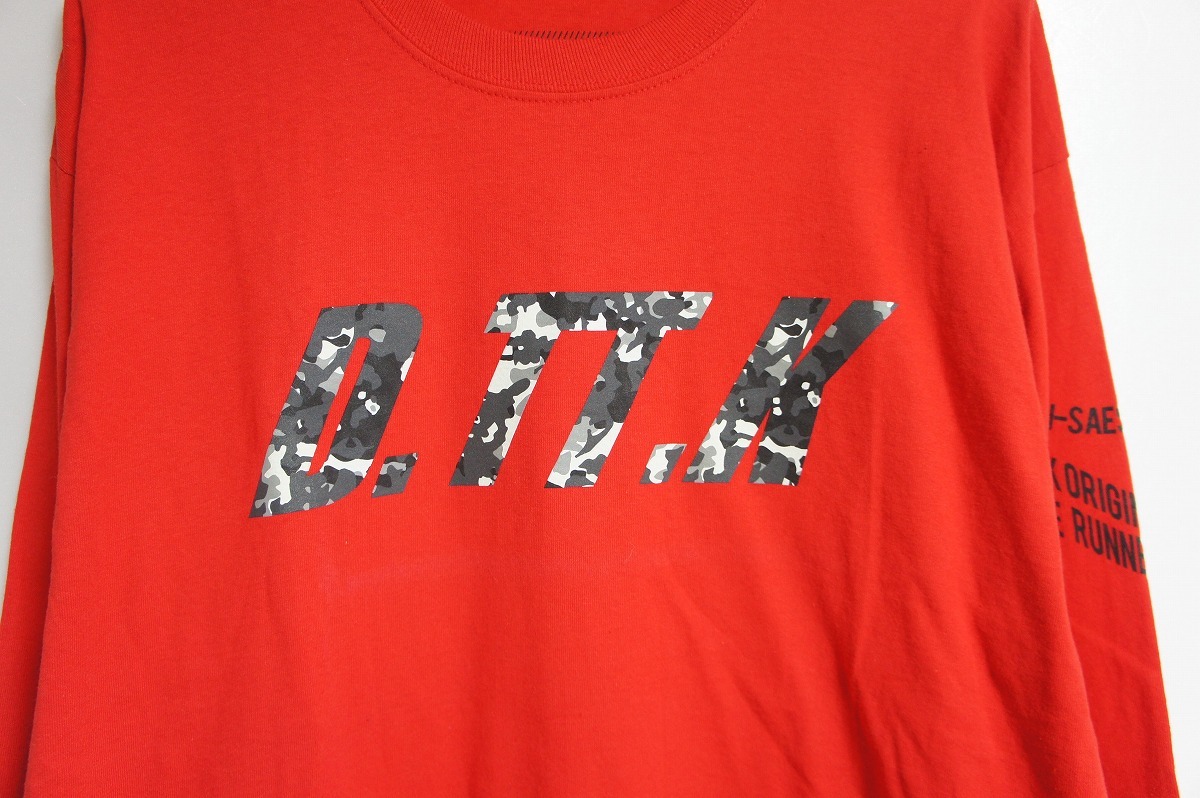 定番 D.TT.K ディーティーティーケー ロゴ プリント ロングスリーブTシャツ 長袖 カットソー 赤 レッド サイズL 309L_画像3