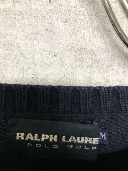 RALPH LAUREN POLO GOLF ラルフローレン ポロゴルフ レディース ワンポイント刺繍 コットンセーター M 紺_画像2