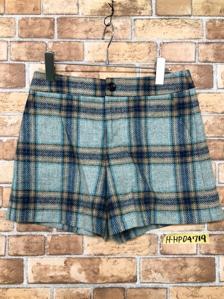 KUMIKYOKU Kumikyoku lady's made in Japan check wool short pants 2 mint navy blue other wool 