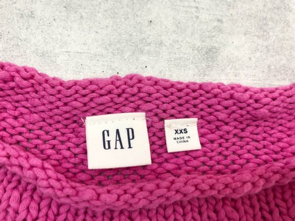 GAP ギャップ レディース バイカラー サイドスリット コットンセーター 小さいサイズ XXS ピンク赤 コットン_画像2