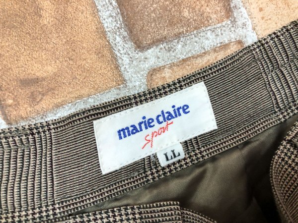 marie claire sport マリクレール レディース クレンチェック パンツ 大きいサイズ LL 茶色 ポリエステル毛他_画像2