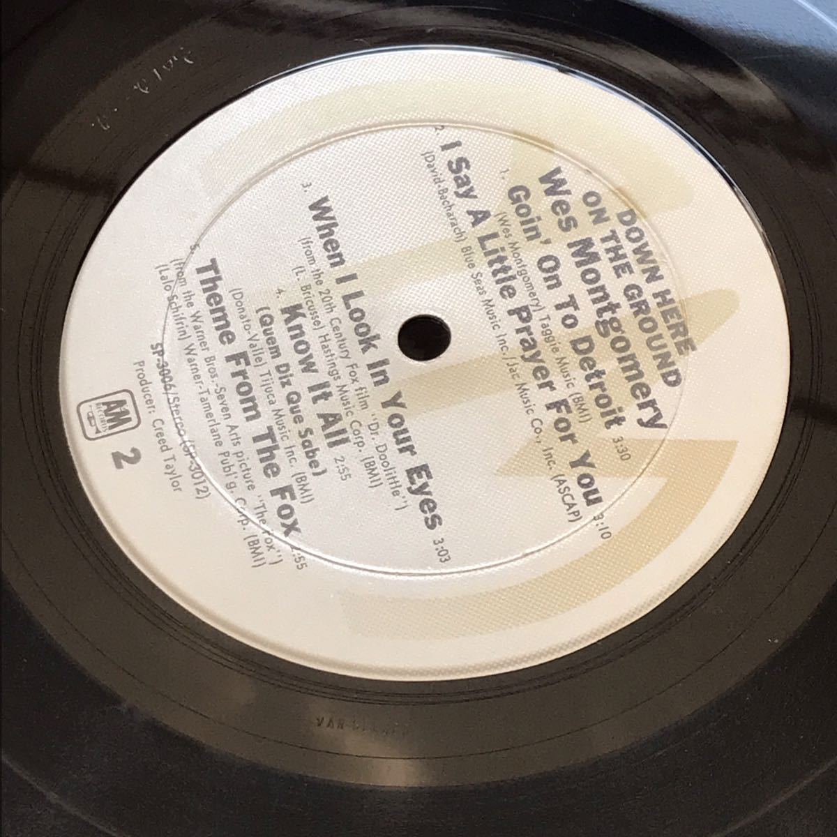 LP　US盤　ウェス・モンゴメリー 　Wes Montgomery　Down Here On The Ground　VANGELDER刻印　A＆M LP-3006_画像6