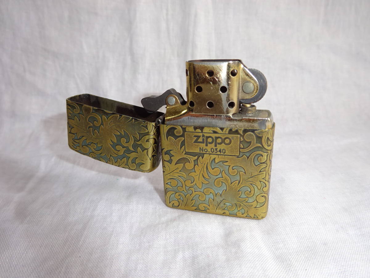 ★☆D-1350 ZIPPO ジッポー オイルライター 唐草模様 No.0340 中古品☆★