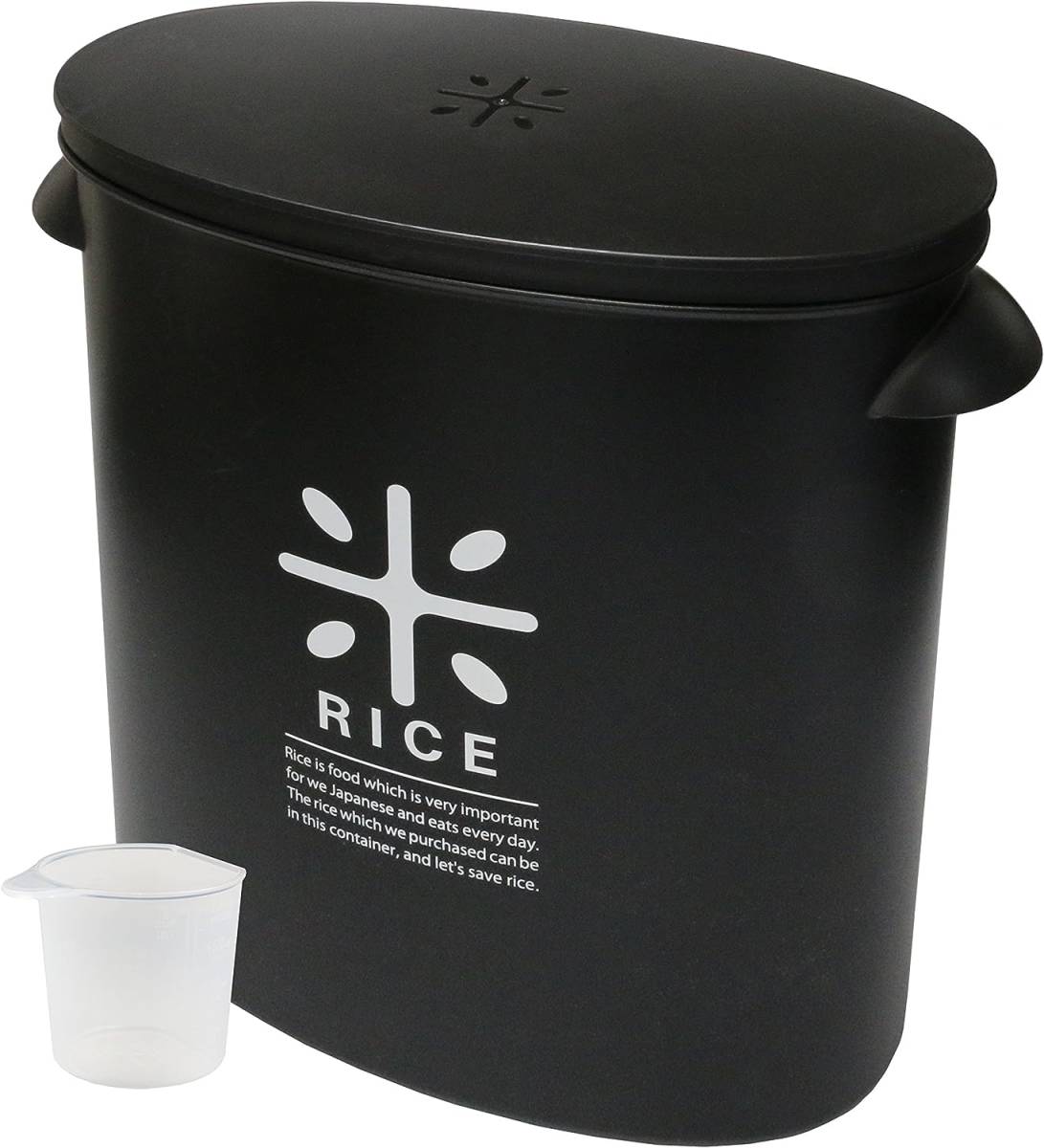 ブラック 単品 パール金属 日本製 米びつ 5kg ブラック 計量カップ付 お米 袋のまま ストック RICE HB-3434_画像1