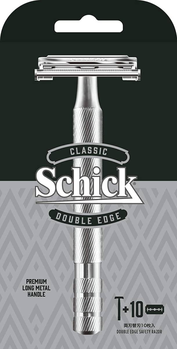 新モデル Schick(シック) シック クラシック ダブルエッジメタルホルダーシルバー (替刃10コ付) 髭剃り カミソリ_画像1