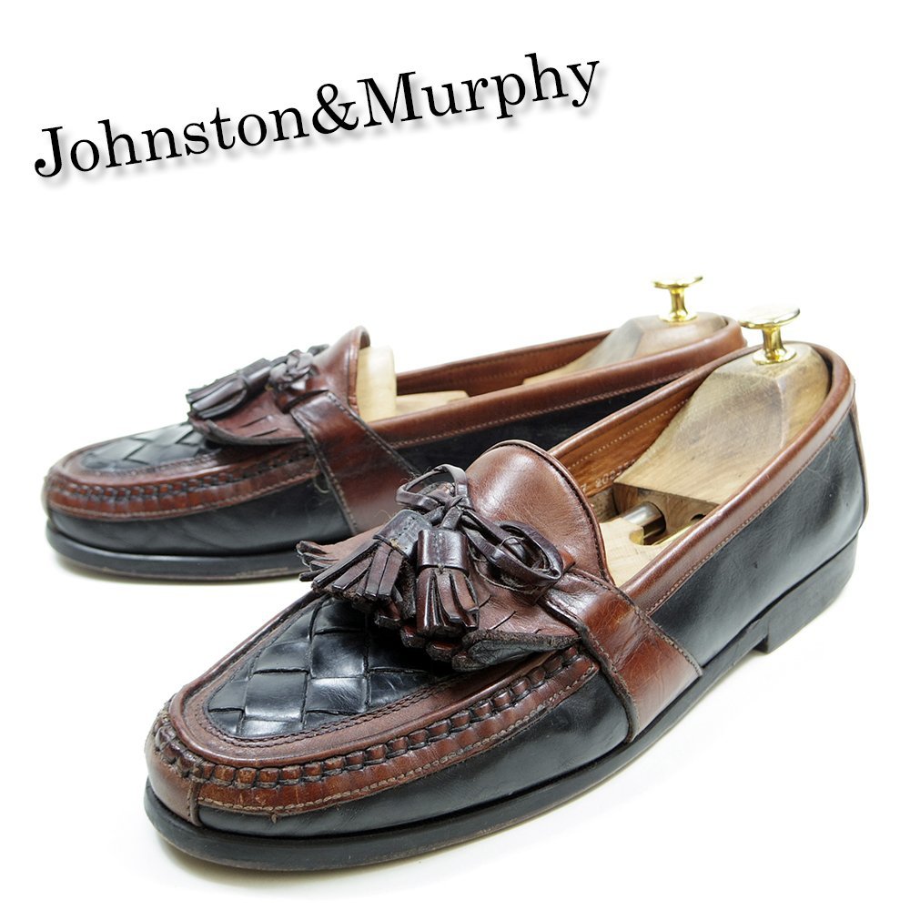 10M表記 28cm相当 Johnston&Murphy ジョンストン＆マーフィー キルトタッセルローファー 2トーンカラー ブラウン ブラック /24.2.2/P126の画像1