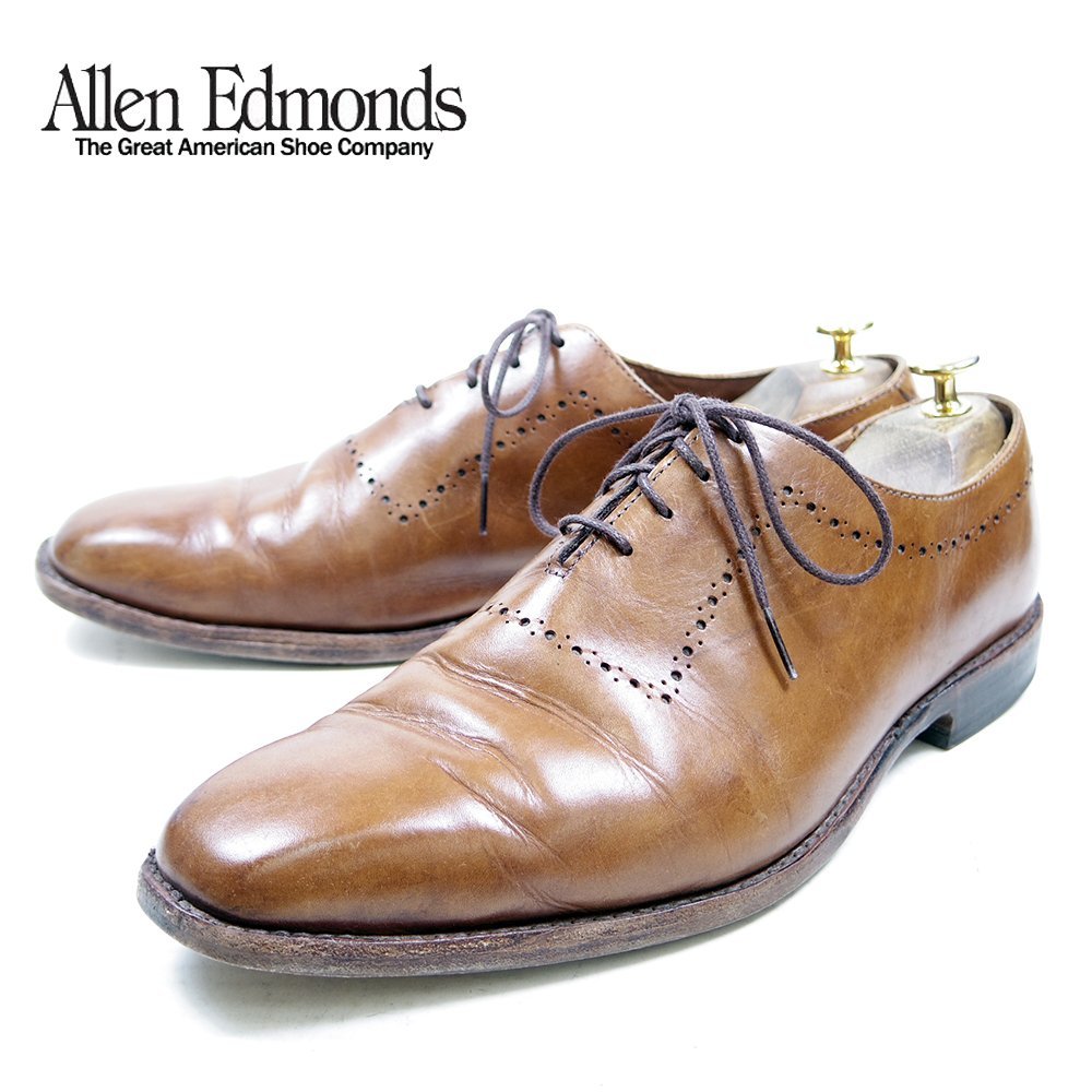 11D表記　29cm相当　Allen Edmonds　Manhattan　アレンエドモンズ　マンハッタン　ホールカット　レザーシューズ　ブラウン/24.2.14/P169_画像1