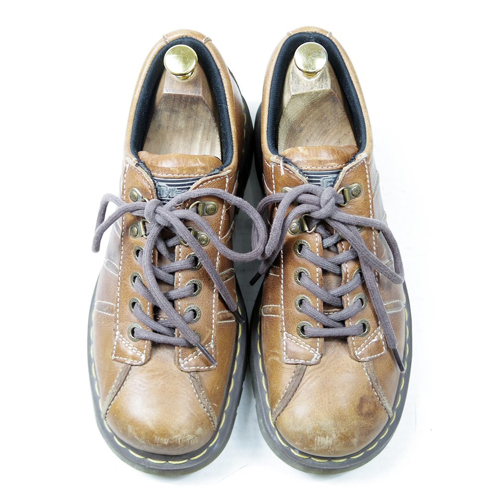 UK9　28cm相当　Dr.Martens　ドクターマーチン　6ホール　レザーシューズ　ブラウン　茶 イエローステッチ/24.2.24/P236_画像2