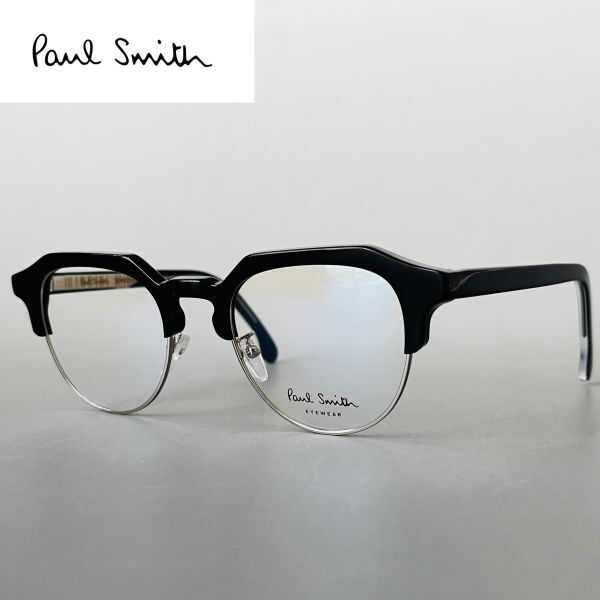 メガネ◆Paul Smith◆ポールスミス ハーフリム メンズ レディース【新品】ブラック 眼鏡 黒 キーホールブリッジ クラウンパント イタリア製_画像1