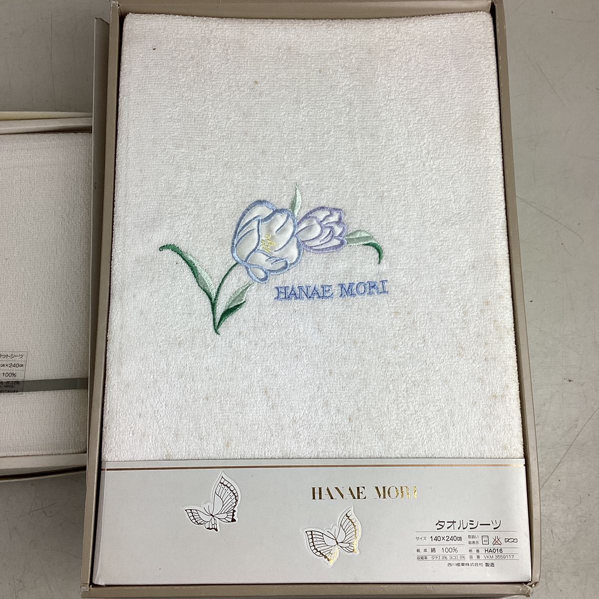 k2343 タオルシーツ シーツ まとめ 5点セット ハナエモリ HANAE MORI 西川 綿 100% シングル 日本製 寝具 ギフト 箱無し梱包対応_画像4