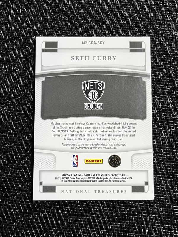 Seth Curry セス・カリー 99枚限定 2022-23 Panini NBA National Treasures Jersey Auto 直筆サイン ネッツ ホーネッツ Stephen_画像2