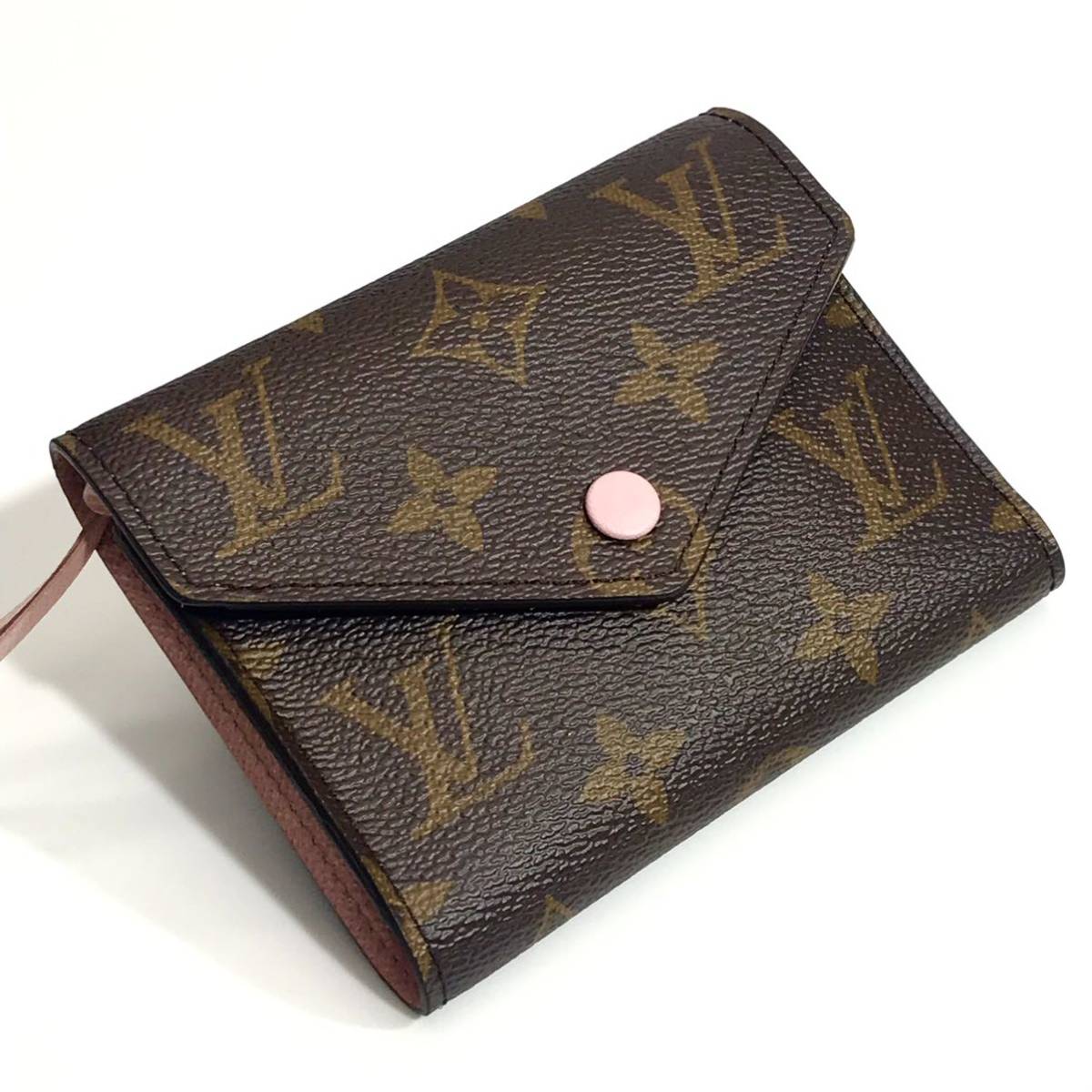 ★極美品★LOUIS VUITTON ルイヴィトン モノグラム ポルトフォイユ・ヴィクトリーヌ ローズ・バレリーヌ 三つ折り財布 コンパクト M62360_画像1