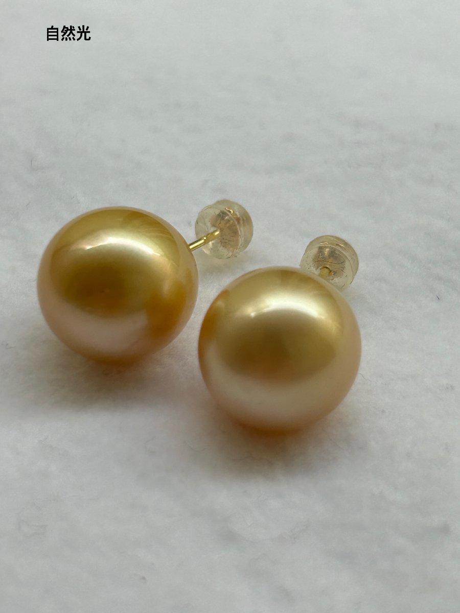 【魅惑のゴールド】真珠 南洋 白蝶 パール ナチュラル ゴールド K18 ピアス 14.0㎜UP 18金 South Sea Pearls