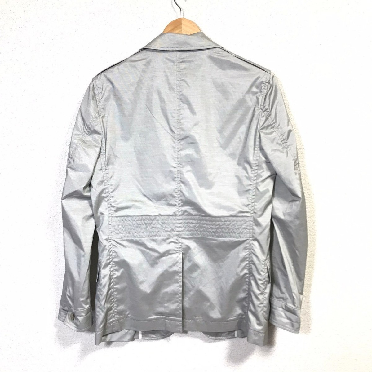 F9514dL 日本製 theory セオリー サイズ36 (S位) ステンカラーコート ジャケット 薄手 グレー シルバー メンズ きれいめ Theory の画像2