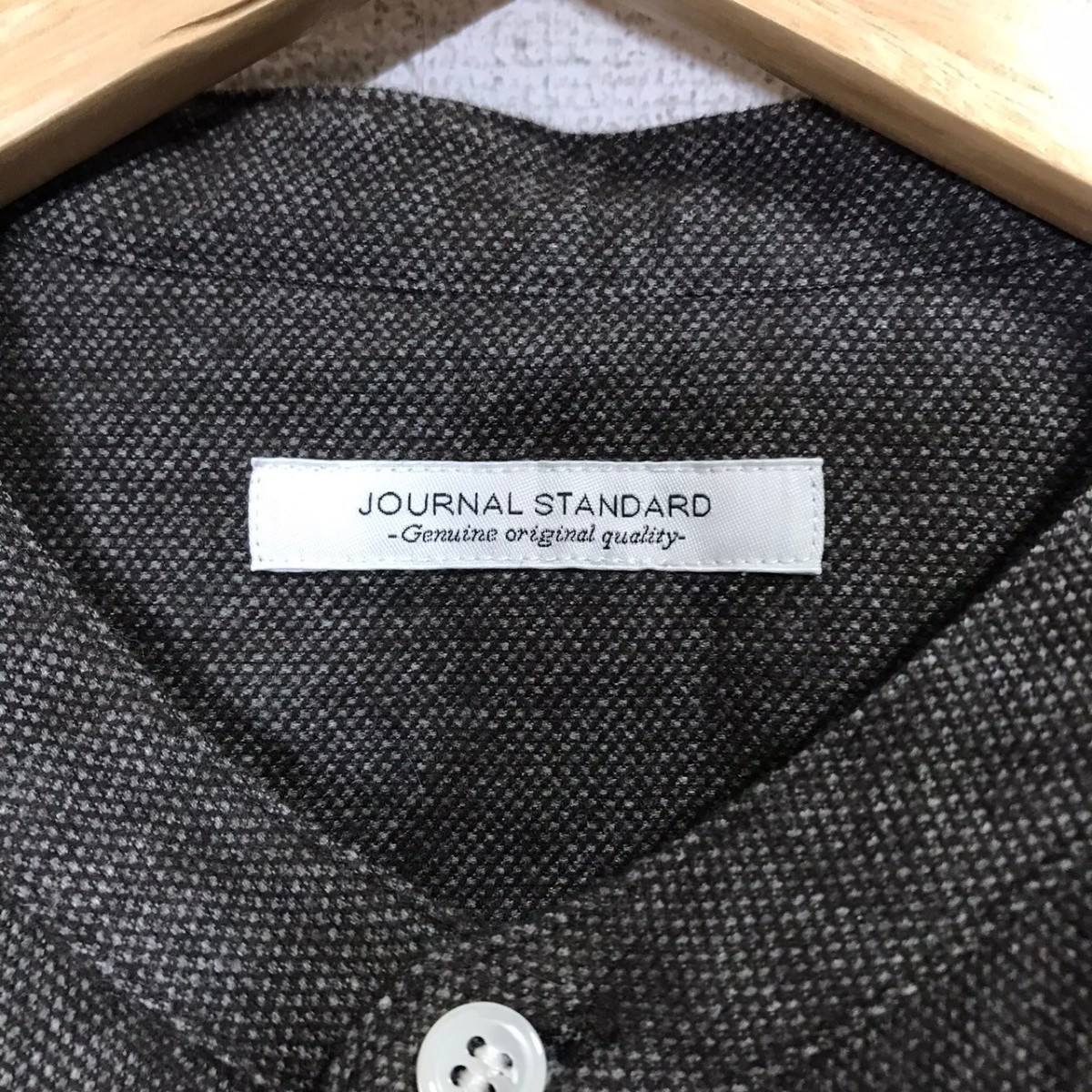 F9753dL JOURNAL STANDARD ジャーナルスタンダード サイズS バンドカラーシャツ 長袖シャツ 綿100% グレー メンズ 秋冬 コットンシャツの画像5