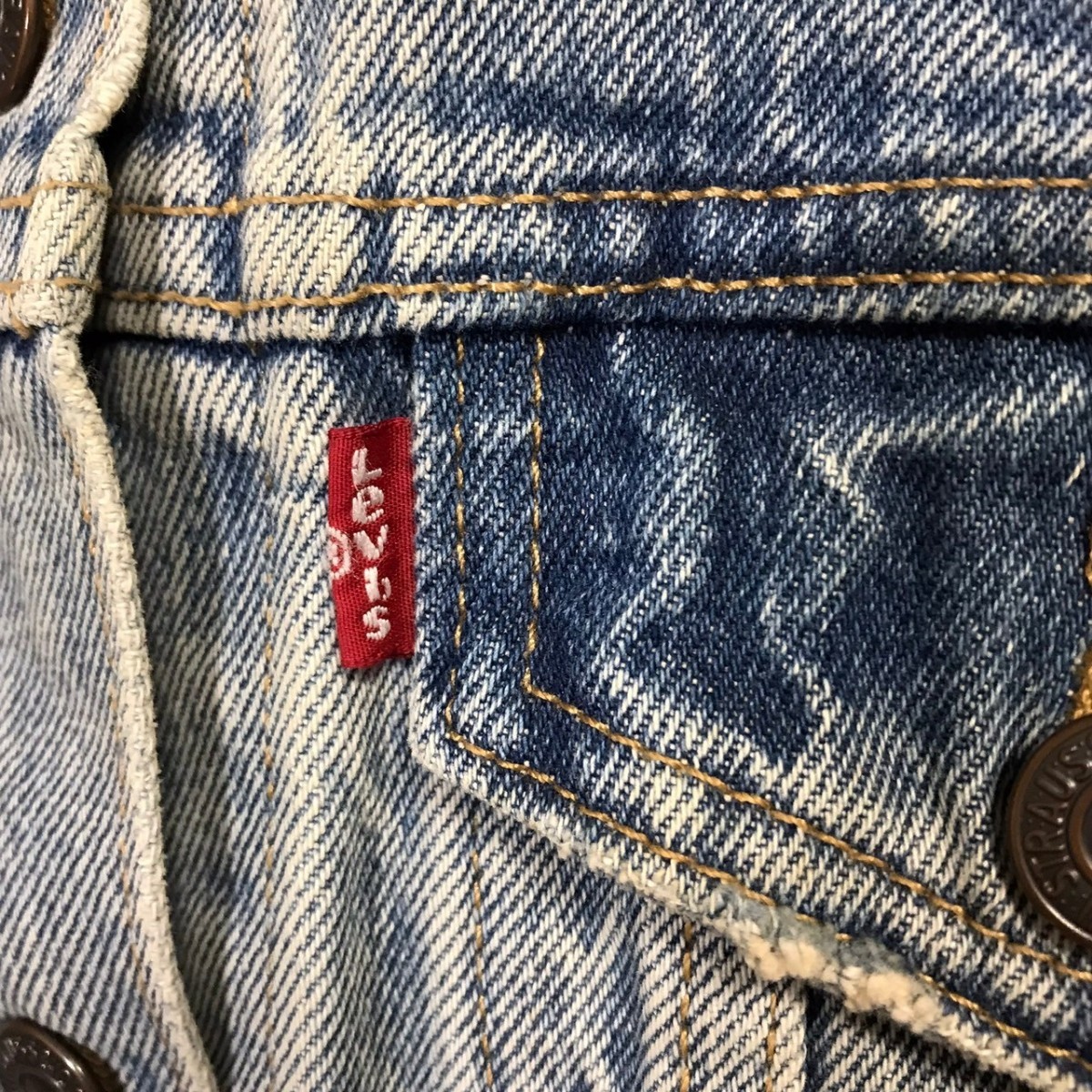 F9809dL Levi's リーバイス サイズS デニムジャケット Gジャン 赤ダブ ヴィンテージ 古着 ブルー レディース カジュアル アメカジ _画像5