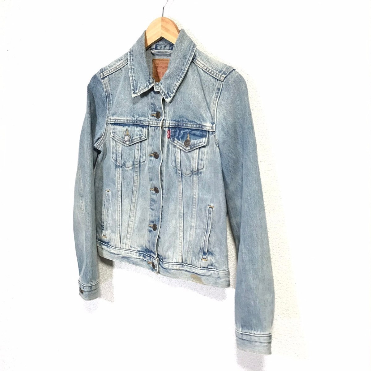 F9809dL Levi's リーバイス サイズS デニムジャケット Gジャン 赤ダブ ヴィンテージ 古着 ブルー レディース カジュアル アメカジ _画像3