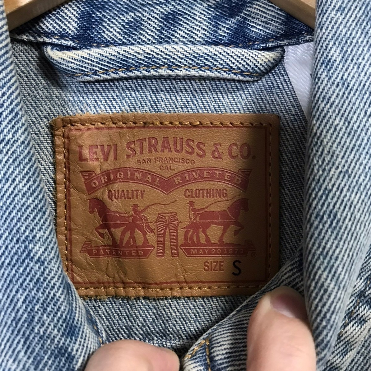 F9809dL Levi's リーバイス サイズS デニムジャケット Gジャン 赤ダブ ヴィンテージ 古着 ブルー レディース カジュアル アメカジ _画像6