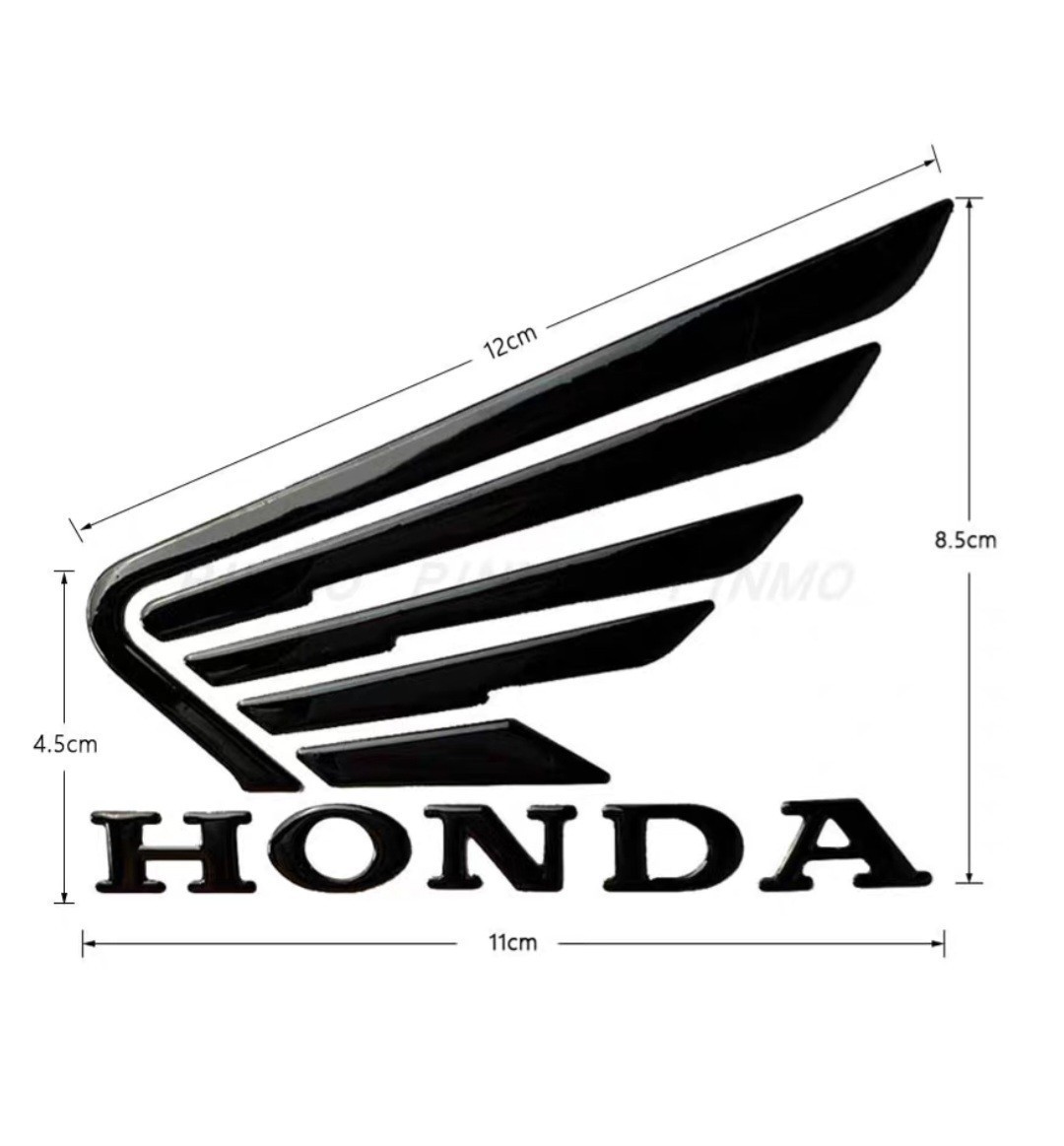 ホンダ ブラック 黒 HONDAステッカーウイングエンブレム翼本田2枚セットウィングステッカー_画像2