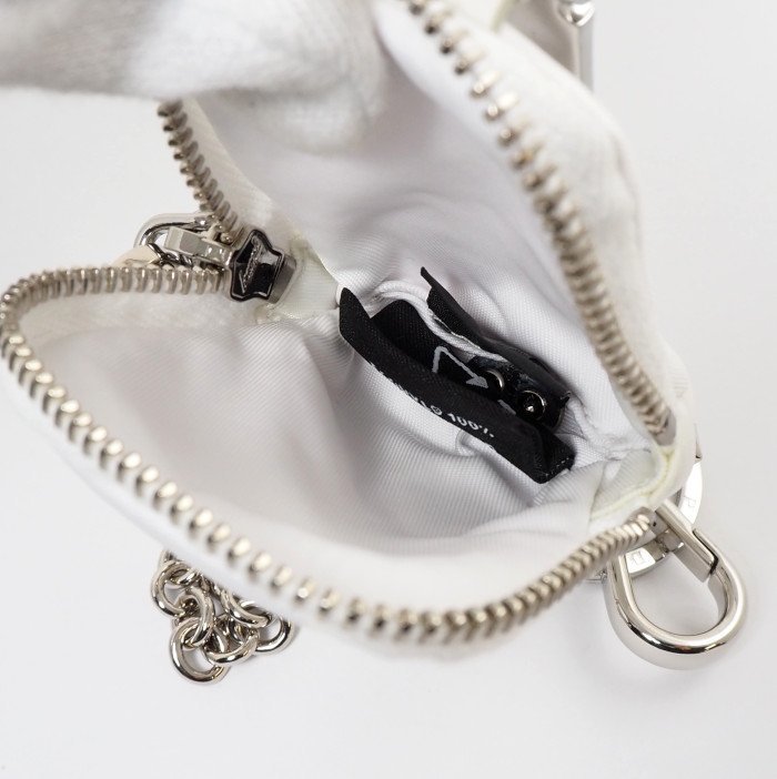 PRADA Prada robot motif charm key ring key holder nylon white case attaching triangle plate [61327]