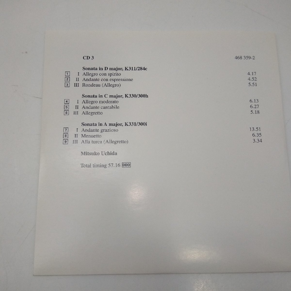 2388 【輸入盤CD】 内田光子 CD Mozart: The Piano Sonatas CD５枚組_画像4