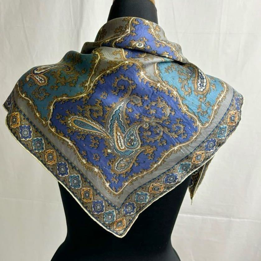  шелк шарф очень редкий запад Германия производства peiz Lee рисунок Vintage большой размер шарф темно-синий синий серия красивый retro модный многоцветный AM6221