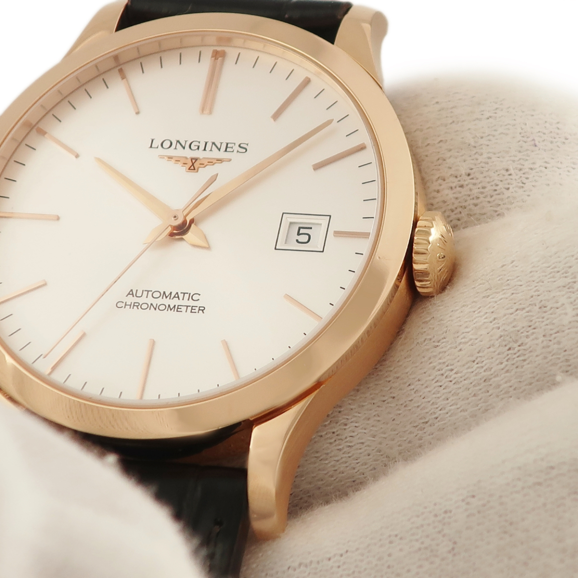 [3 year guarantee ] Longines record L2.820.8.72.2 K18PG purity bar self-winding watch men's wristwatch 