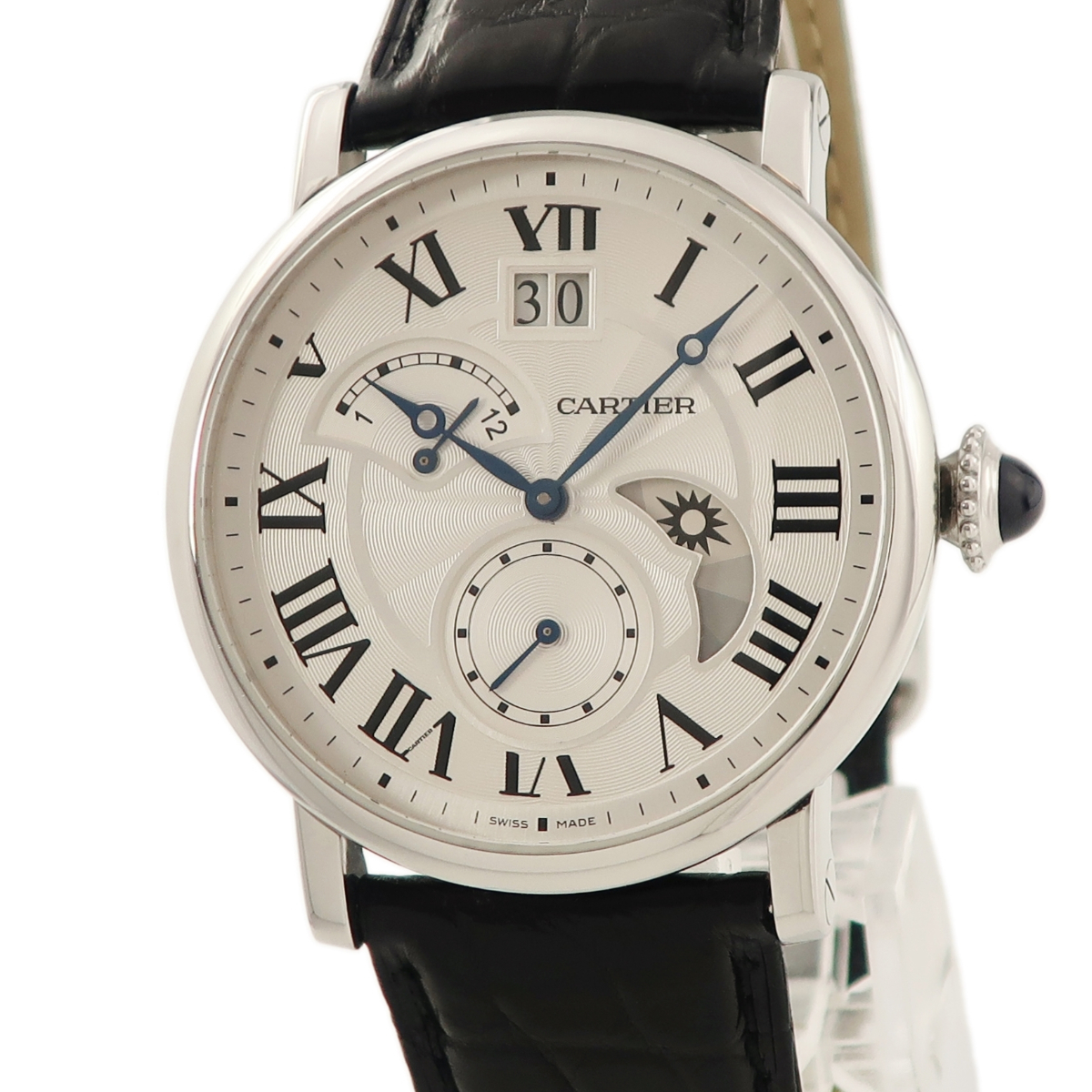 【3年保証】 カルティエ ロトンド ドゥ カルティエ GMT W1556368 ローマン ギヨシェ 青針 ビッグデイト スモセコ 自動巻き メンズ 腕時計