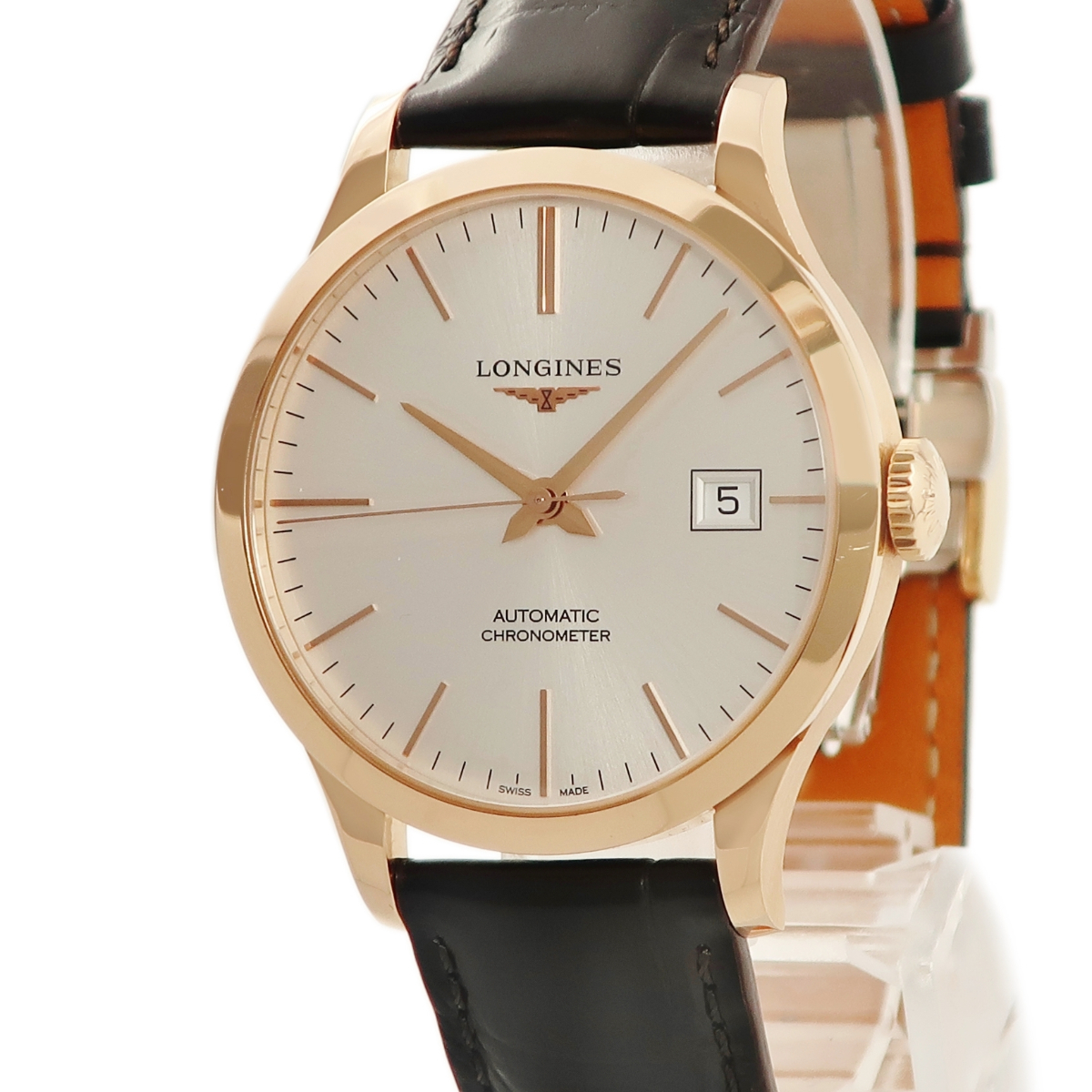 [3 year guarantee ] Longines record L2.820.8.72.2 K18PG purity bar self-winding watch men's wristwatch 