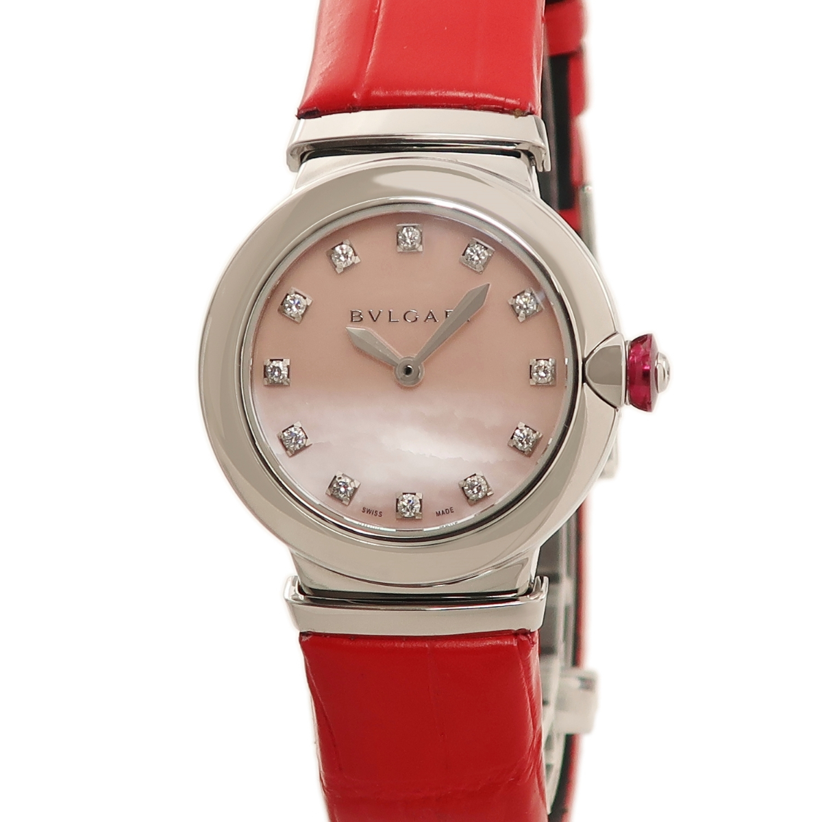 【3年保証】 ブルガリ ルチェア LUVCHEA LU28S 102608 純正ダイヤ シェル クオーツ レディース 腕時計