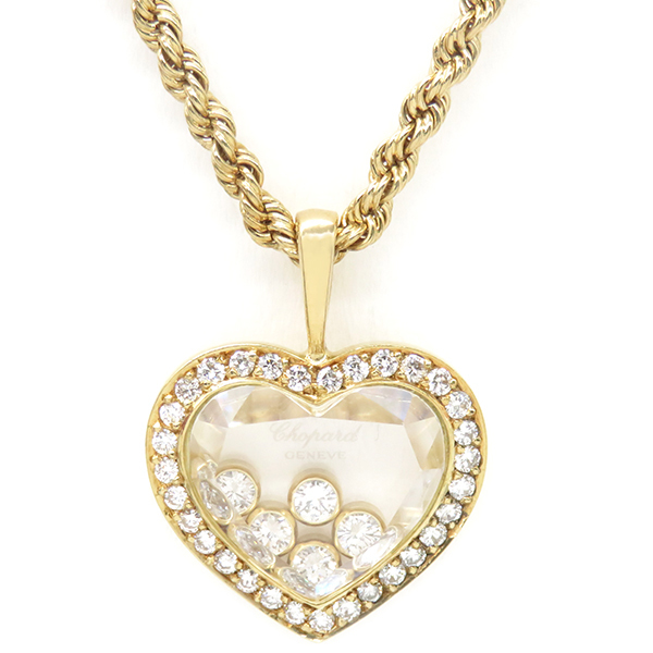  Chopard necklace happy diamond pendant K18YG Gold 750YG 18K used 