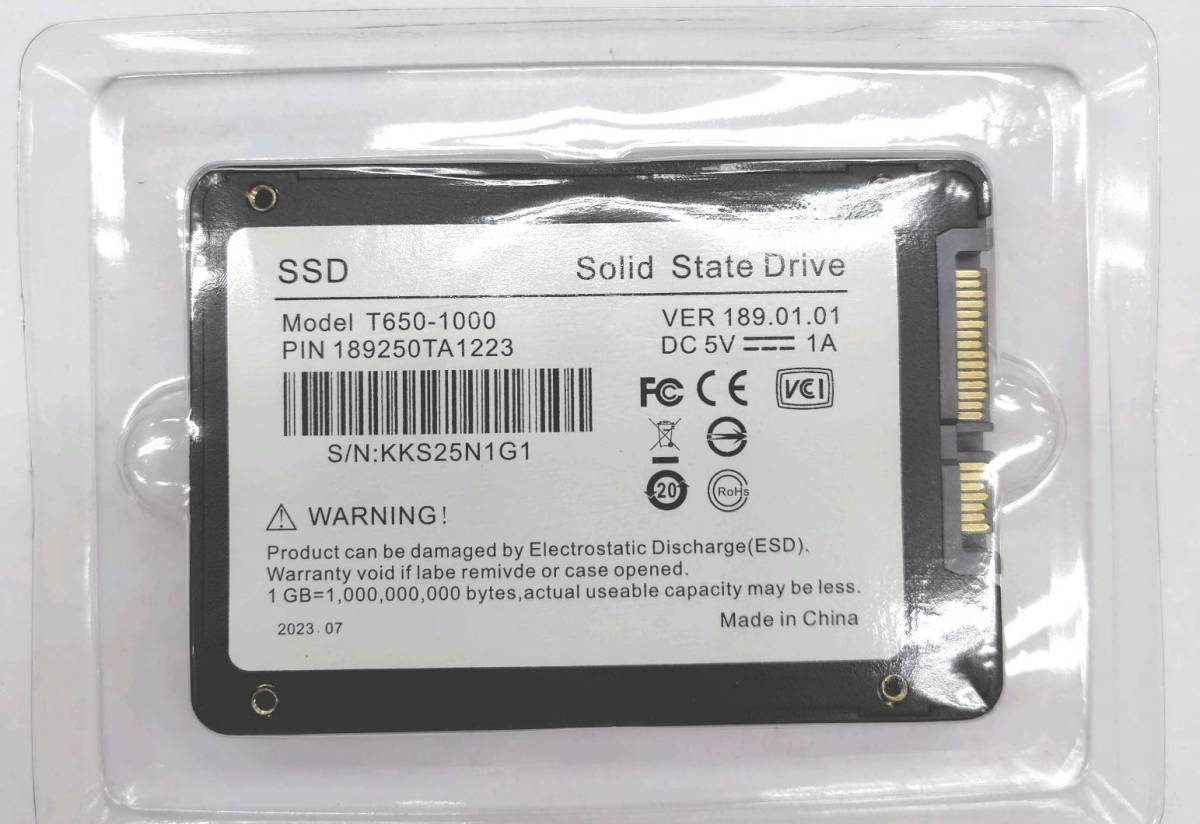 ★【在庫処分価格】SATA　SSD 2TB 2.5インチ　内蔵型SSD　2.5”　SATA3　SSD　T650-1000☆C02-146a_画像3