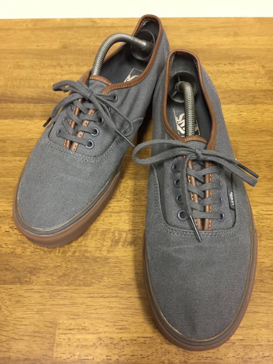 VANS AUTHENTIC グレー系/レザーパイピング ２９．５ USED オーセンティック スケート_画像1