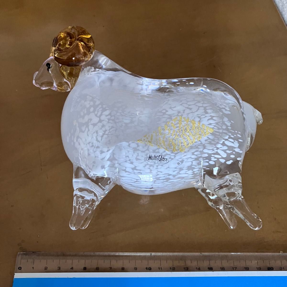 特大　マルティグラス Multi Glass ガラス置物　硝子細工　羊　ひつじ　未　干支　金箔　ゴールド　