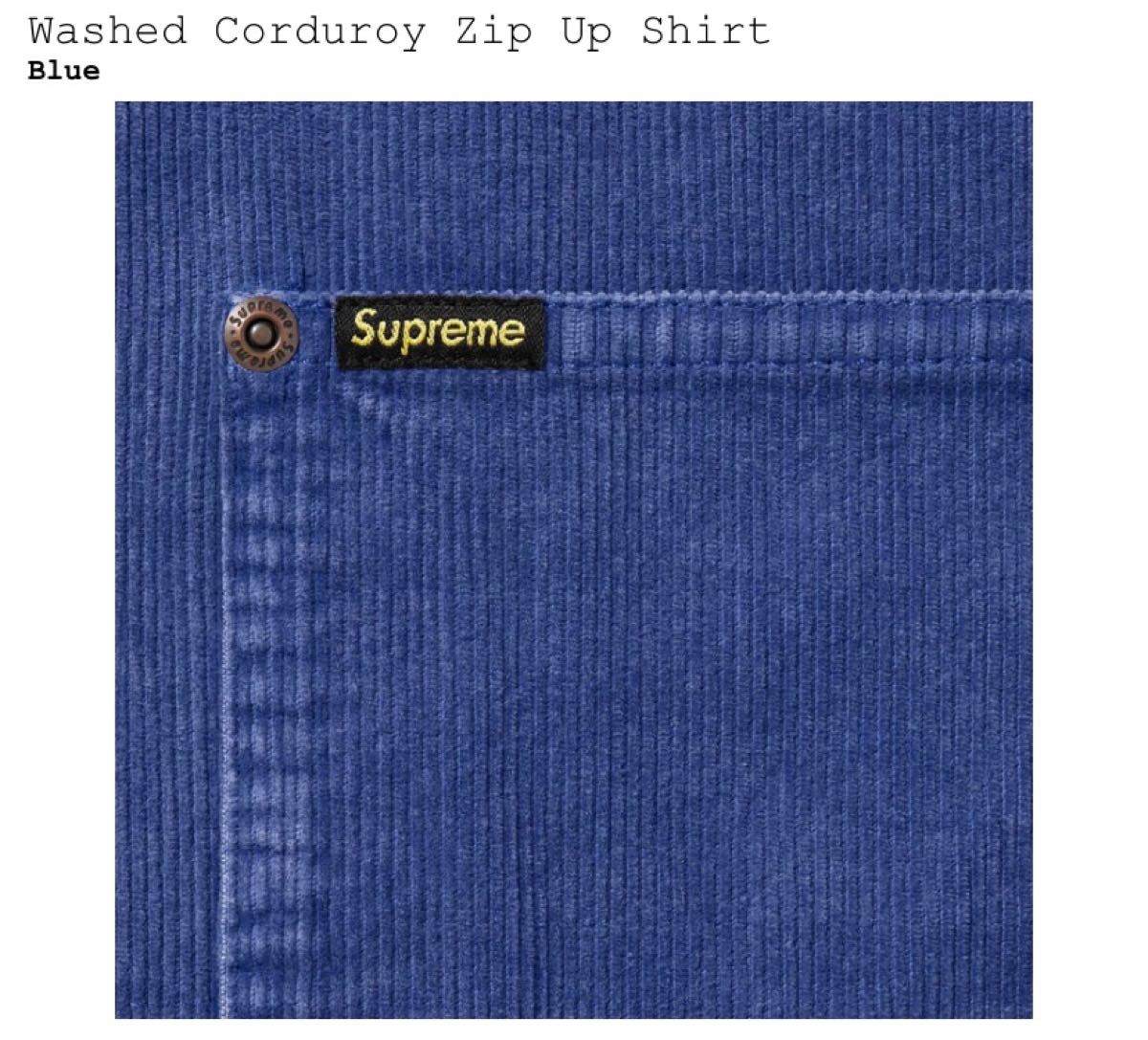 Supreme Washed Corduroy Zip Up Shirt Blue