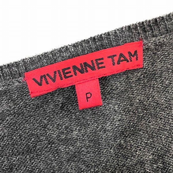 #wnc ヴィヴィアンタム VIVIENNETAM ニット・セーター P グレー 黒 半袖 カシミア混 レディース [858418]_画像5