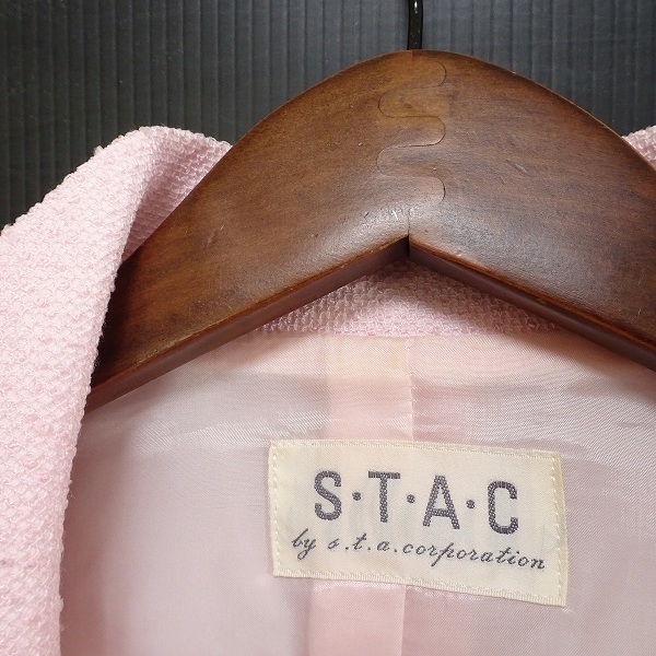 #axc スタック S.T.A.C スカートスーツ セットアップ ツーピース 40 ピンク パール調 ビーズ スパンコール レディース [845318]_画像8