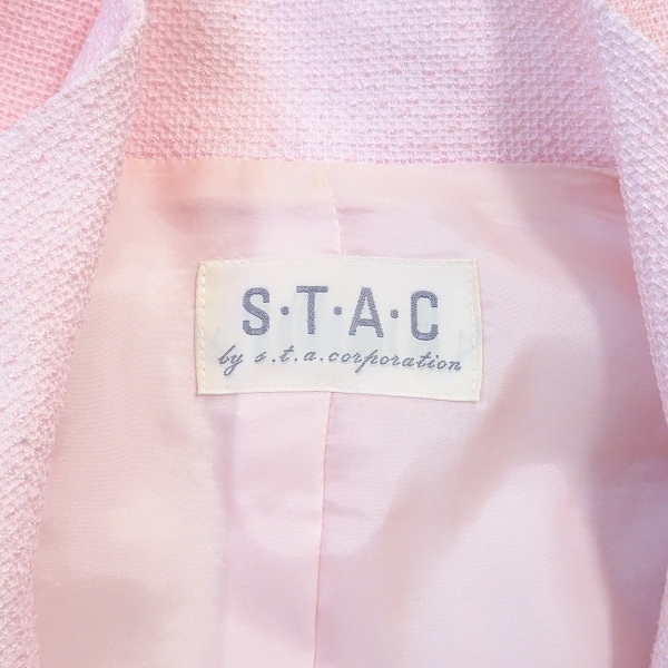 #axc スタック S.T.A.C スカートスーツ セットアップ ツーピース 40 ピンク パール調 ビーズ スパンコール レディース [845318]_画像7