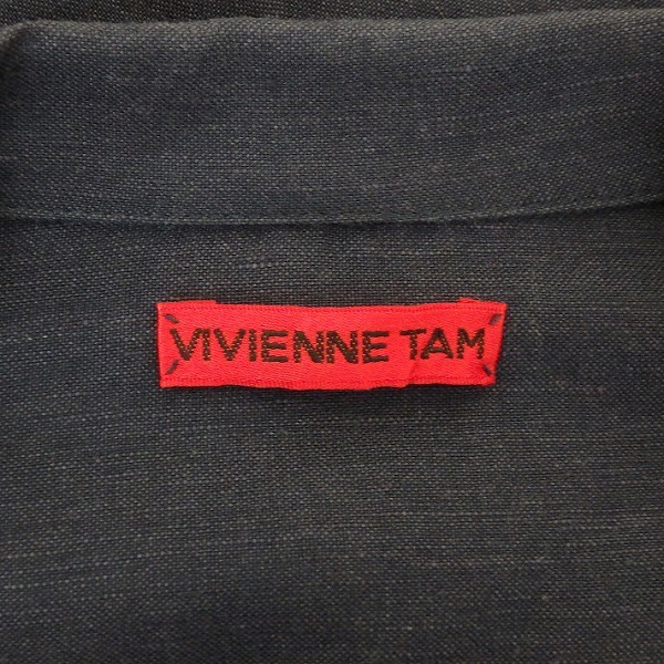 #snc ヴィヴィアンタム VIVIENNETAM ジャケット 1 紺 シャツ・ブラウス 半袖 ドラゴン 麻混 レディース [858442]_画像5